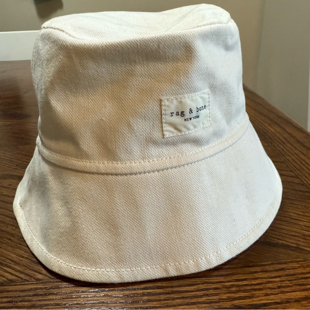 Rag & Bone Women's Addison Denim Bucket Hat -size Small / Medium - Ecru White - Picture 9 of 13